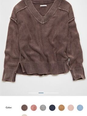 American Eagle Outfitters V-Neck Sweater in Taupe Brown